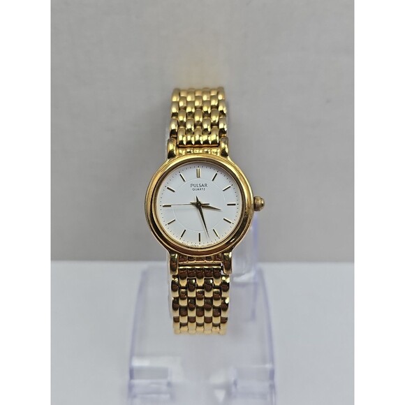 Vintage Pulsar by Seiko Womens Gold Tone Bracelet Quartz Dress Watch New Battery main image 10